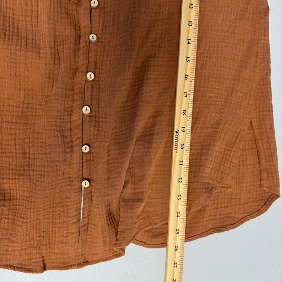 Arraei Earthy Rust Brown Cotton Gauze Peasant Boho Blouse Size Small - Picture 8 of 10